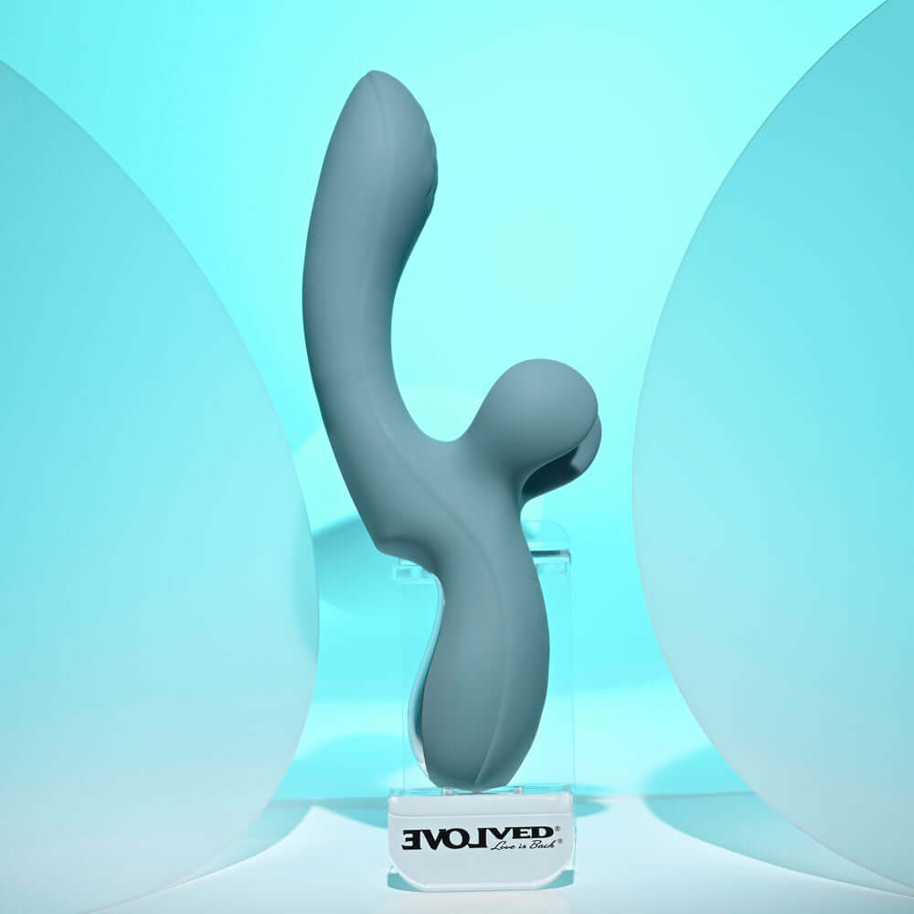 Evolved TAKE YOUR FLICK - Grey 24.1 cm USB Rechargeable Vibrator with Flicking Clitoral Stimulator